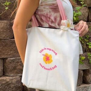 White and Pink Tote Bag